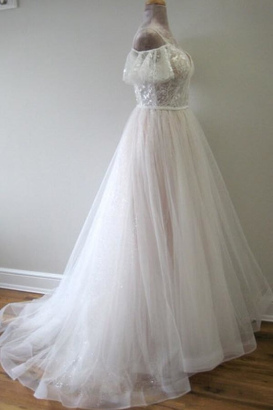 Wedding Dress Back, Glorious Cold-shoulder Chapel Train Wedding Dress