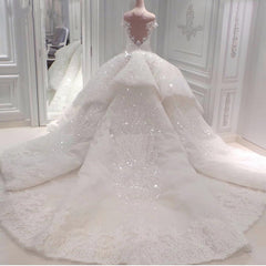 Wedding Dress Near Me, Gorgeous Long Off The Shoulder Beadings Ball Gown Wedding Dress