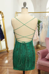 Green Lace Tight Homecoming Dress