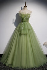 Prom Dresses 2019, Green Scoop Tulle Floor Length Prom Dress, A-Line Green Formal Dress