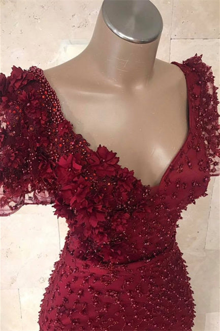 Homecoming Dresses Elegant, Long Evening dress burgundy with sleeves