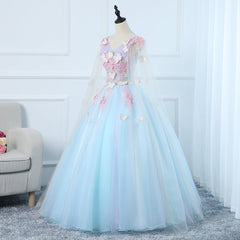 Formal Dresses For Large Ladies, Lovely Light Blue Tulle PLong Formal Gown Party Dress, Blue Sweet 16 Dresses