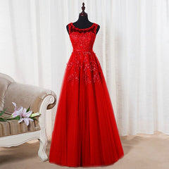 Formal Dresses Long Elegant, Lovely Round Neckline Tulle Long Prom Dress, Cute A-line Formal Dress