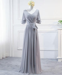 Unique Wedding Ideas, Simple V Neck Chiffon Long Prom Dress, Bridesmaid Dress