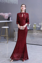 Bridesmaid Dresses Mismatched Summer, Mermaid Designed Neckline Sequined Floor Length Sequins Prom Dresses