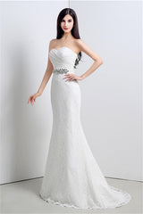 Wedding Dresses Near Me, Mermaid Sweetheart Lace Rhinestone Long Wedding Dresses