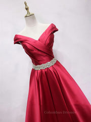 Prom Dress Shopping Near Me, Off the Shoulder Burgundy Long Prom Dresses, Off Shoulder Wine Red Formal Evening Dresses