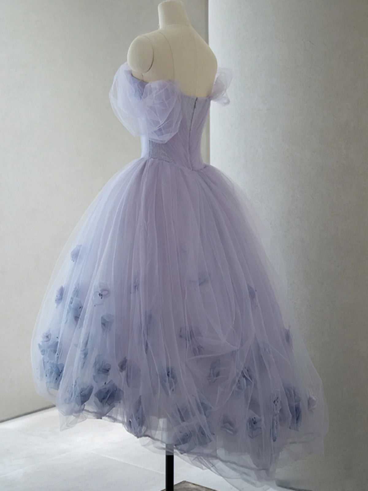 Party Dress Store, Off the Shoulder Purple High Low Tulle Prom Dresses, High Low Purple Tulle Formal Graduation Dresses