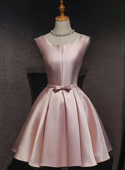 Wedding Photo Ideas, Pink Satin Short Party Dress , Lovely Satin Homecoming Dress