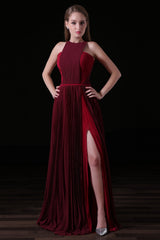 Fancy Dress, Pleat Draped Side Slit Off Shoulder Zipper Burgundy Bridesmaid Dresses