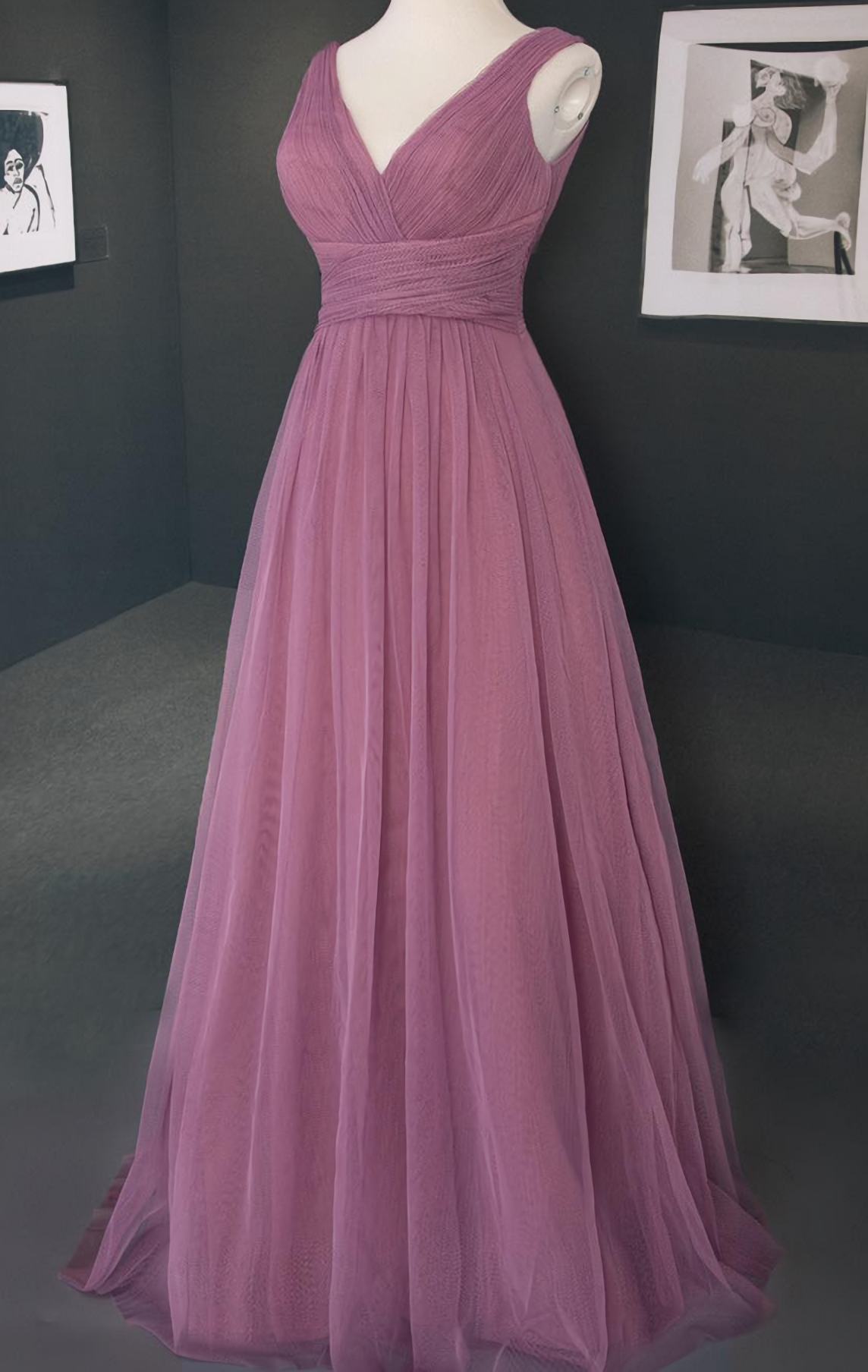 Elegant Dress Classy, tulle V-Neck Bridesmaid Dresses