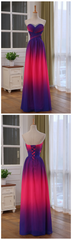 Party Dress Black, Unique Gradient Chiffon Beaded Long A-line Floor Length Prom Dresses