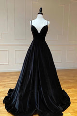 Homecomeing Dresses Red, Black V Neck Long A Line Prom Dress, Evening Dresses