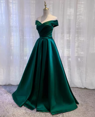 Dusty Blue Bridesmaid Dress, Prom Dresses, Off Shoulder Satin Evening Dress, Party Dress