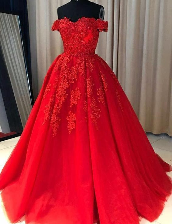 Homecoming Dresses Cute, Off Shoulder Lace A Line Long Custom Evening Prom Dresses