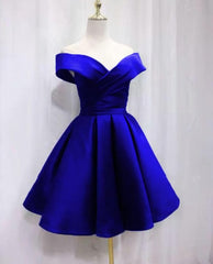 Evening Dress Formal, Satin Sweetheart  Bridesmaid Dress, Off Shoulder Short Formal Dress