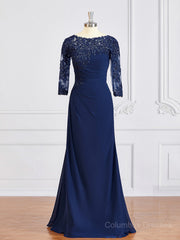 Bridesmaid Dress Shops Near Me, Sheath/Column Bateau Floor-Length Chiffon Mother of the Bride Dresses With Appliques Lace