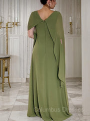 Bridesmaids Dress Modest, Sheath/Column Scoop Floor-Length Chiffon Mother of the Bride Dresses With Ruffles