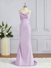 Pretty Dress, Sheath/Column Square Sweep Train NS Elastic Woven Satin Bridesmaid Dresses