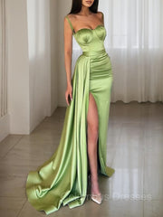 Formal Dress Long Gown, Sheath/Column Sweetheart Sweep Train Charmeuse Evening Dresses