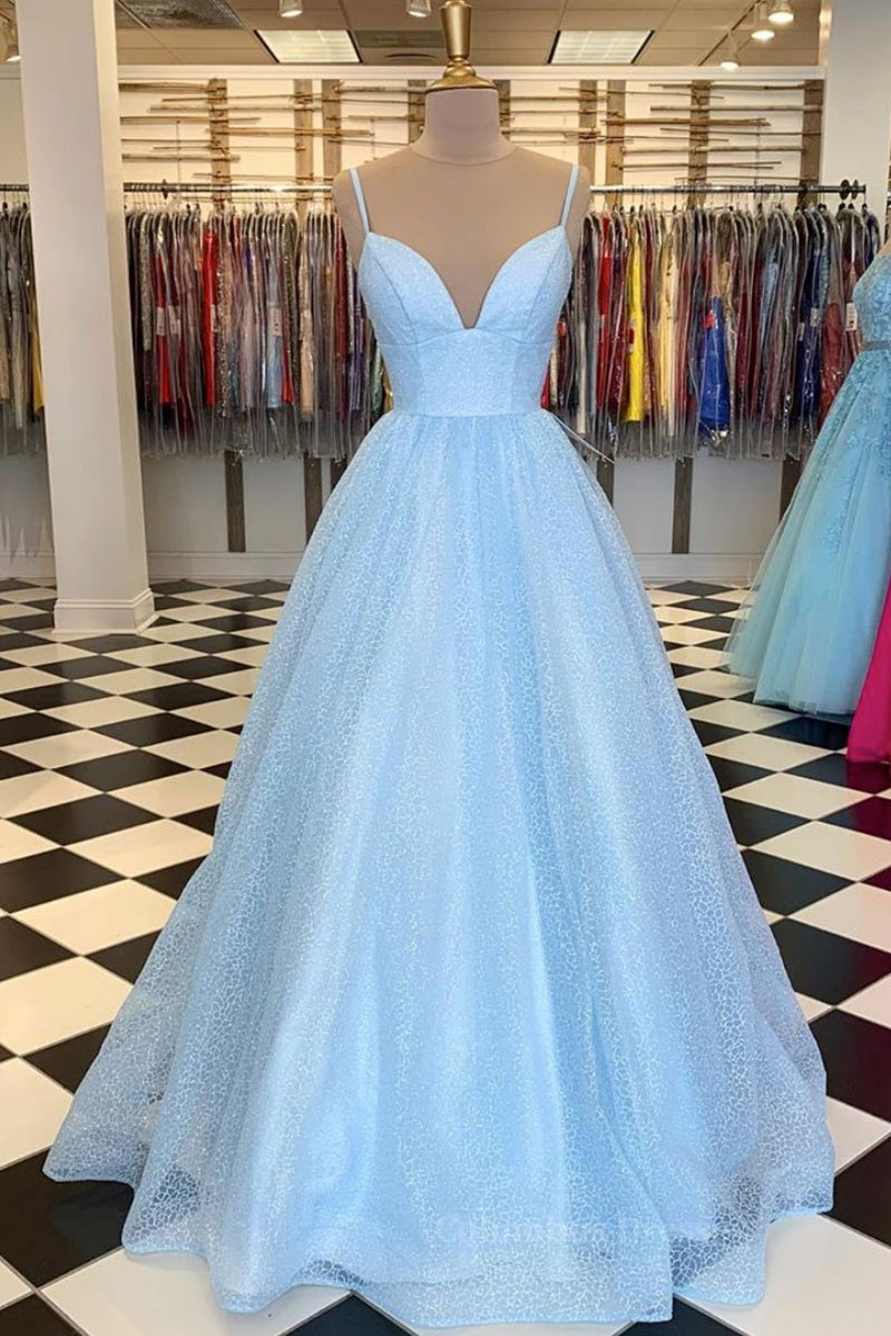 Prom Dresses Near Me, Shiny Sequins V Neck Blue Long Prom Dress, Sparkly Blue Formal Graduation Evening Dress