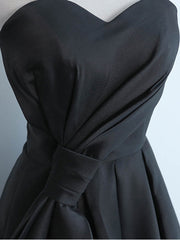 Party Dresses Fall, Simple Sweetheart Satin Short Black Prom Dress, Black Homecoming Dresses