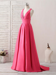 Party Dress Christmas, Simple V Neck Long Prom Dress Backless Evening Dress