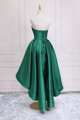 Blue Dress, Sweetheart Neck Green High Low Prom Dresses, Green High Low Graduation Homecoming Dresses