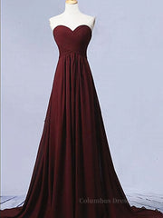 Orange Dress, Sweetheart Neck Maroon Long Prom Dresses, Burgundy Long Formal Bridesmaid Dresses