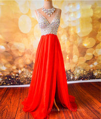 Formal Dresses Royal Blue, V Neck And V Back Sequins Chiffon Red Prom Dresses, Long Red Formal Dresses, Evening Dresses