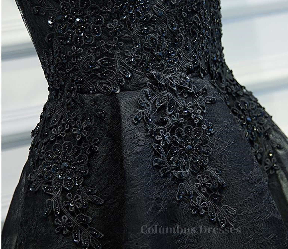 Bridesmaids Dress Under 133, V Neck Short Black Lace Prom Dresses, Black Lace Homecoming Dresses, Short Black Formal Evening Dresses