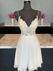 Formal Dress Shop Near Me, V Neck Short Lace Prom Dresses, Cute Short V Neck Lace Formal Homecoming Dresses