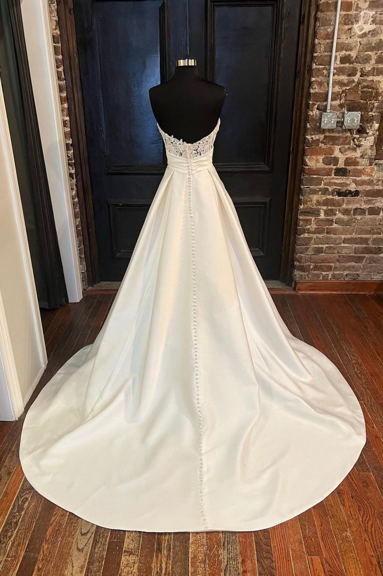 Evening Dress Long Sleeve, White Satin Long A-Line Prom Dress, White Sweetheart Neck Formal Dress