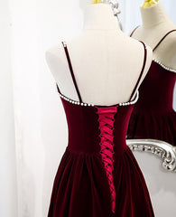 Wedding Dress For Bride, Wine Red Velvet Short Simple Wedding Party Dress, Dark Red Homecoming Dresses